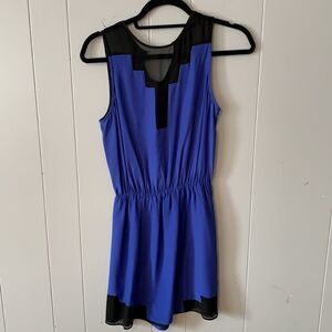 NWOT Parker Silk Cobalt & Black Dress with Sheer Detail Size XS